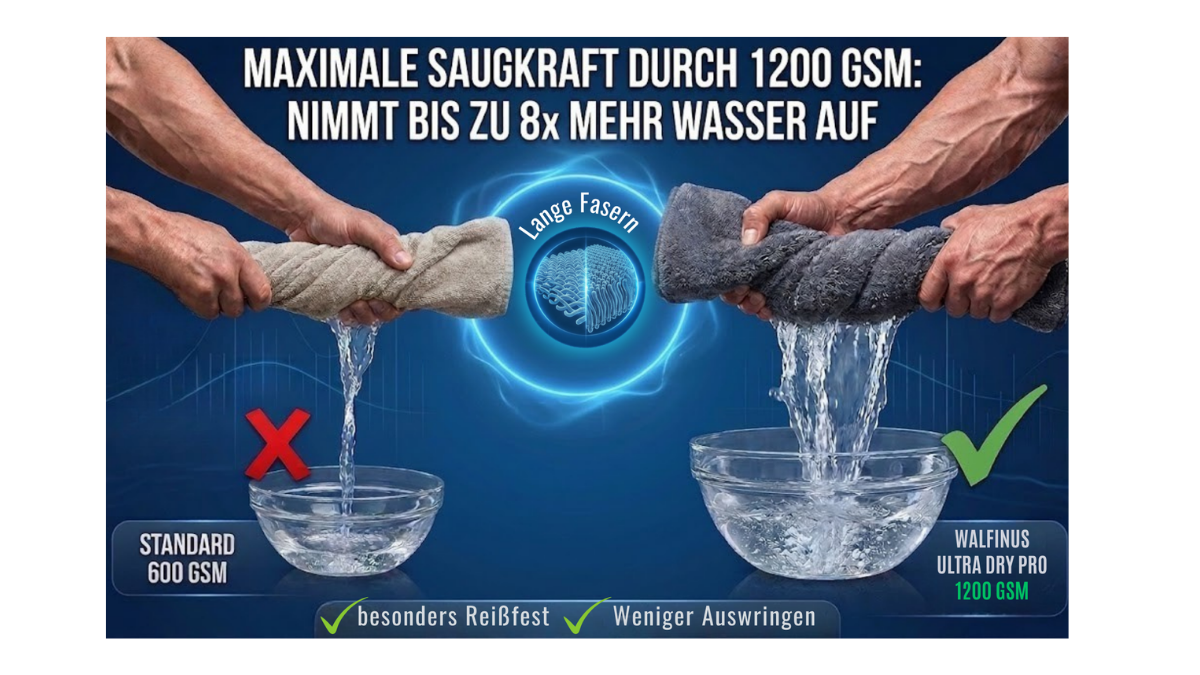 🚗 Das perfekte WALFINUS ULTRADRYPRO Trockentuch fürs Auto streifenfrei & kratzfrei trocknen mit Auto Waschhandschuh
