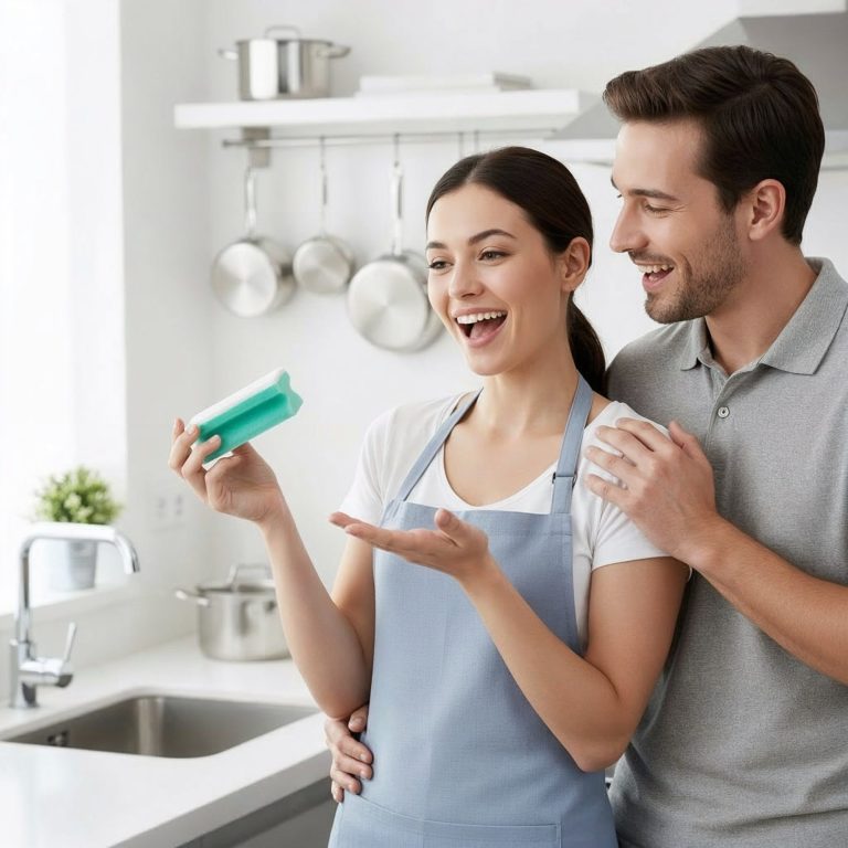 Premium XXL 10erSet Kratzfreie Spülschwamm Kratzfreie Vliesseite: Speziell entwickelt, um Verschmutzungen und Kalk sanft zu entfernen,
ohne empfindliche Oberflächen wie Glas, Edelsta
